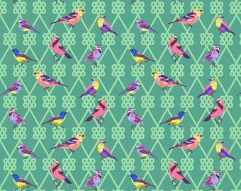 Jardín de la Luna en un Finch Dusk de Tula Pink para telas Free Spirit PWTP198. DUSK se vende en incrementos de MEDIA yarda