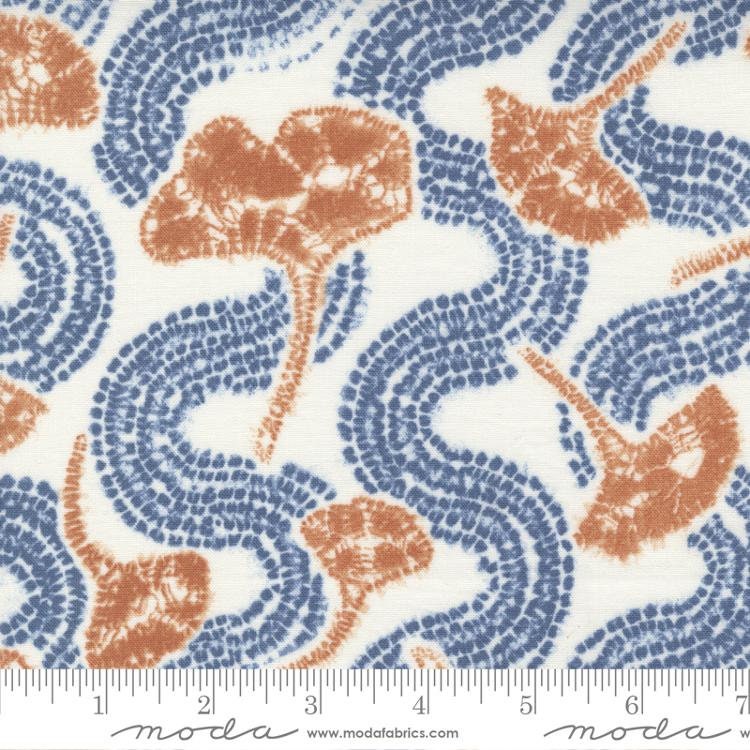 Kawa Ginko Leaf Porcelain Pacific Blue by Debbie Maddy for Moda