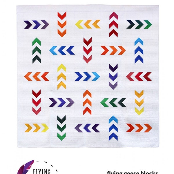 Mod Arrows Quilt Pattern by Sylvia Schaefer for Flying Parrot Quilts baby, lap, twin, full, queen, and king FPQ024 This is a PAPER pattern