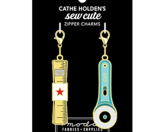 Moda Fabrics Zipper Pulls by Cathe Holden Tape Measure and Rotary Cutter CH106