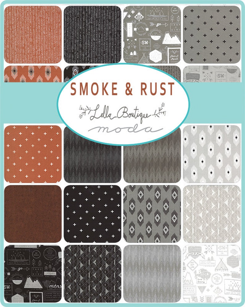 Smoke and Rust Mini Charm Pack 42 Pieces by Lella Boutique for Moda Fabrics 5130MC image 2