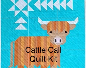 Cattle Call Quilt Kit featuring Kona Cotton Solids by Robert Kaufman, Pattern by Art East Quilting Co., Finished Size: 39.25" x 44.75"