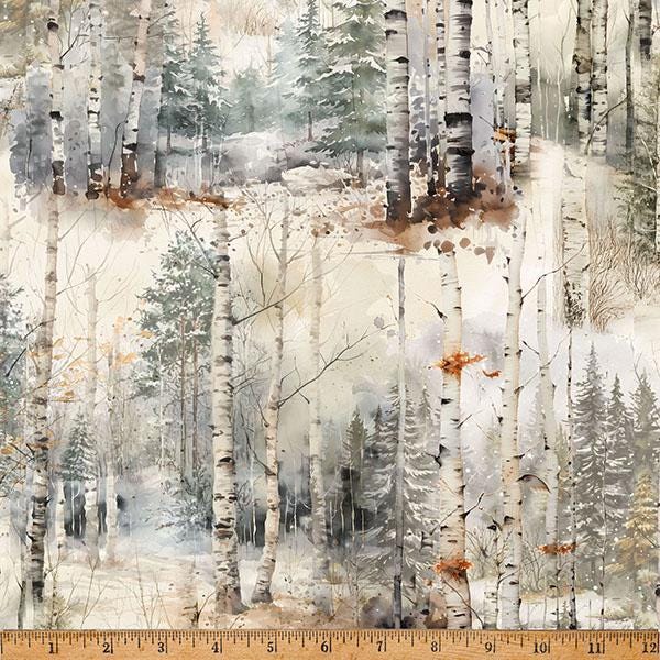 Stag and Stone Birch Trees Birch by Hoffman Fabrics Y5797H-126 This fabric is sold in HALF YARD increments