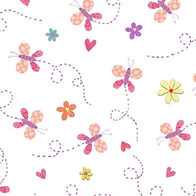 Baby Love Baby Butterflies Pink by Tracy Cottingham Collection for Michael Miller Fabrics DC11592-BLOS Sold in HALF yard increments