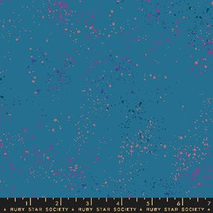 May include: Teal fabric with a speckled pattern. The fabric features a teal background with scattered dots in shades of pink, purple, and peach. The text "RUBY STAR SOCIETY" is printed at the bottom.