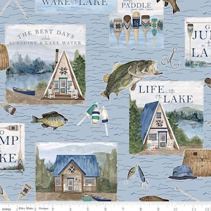 Wake at the Lake Main Sky by Tara Reed for Riley Blake Designs, C14890-SKY Sold in HALF yard increments
