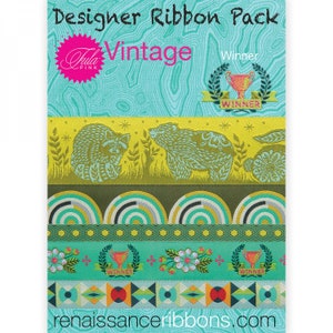 Tula Pink Vintage Winner Woven Designer Ribbon Pack DP-98 Winner Pack of 6 woven jacquard ribbons