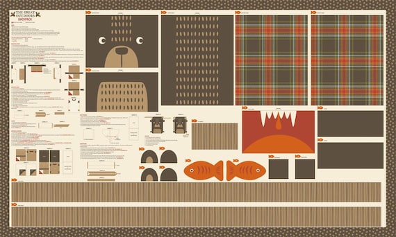 The Great Outdoors Bear Backpack Cut and Sew Panel 36" x 60" by Stacy Iest Hsu for Moda Fabrics 20887 11