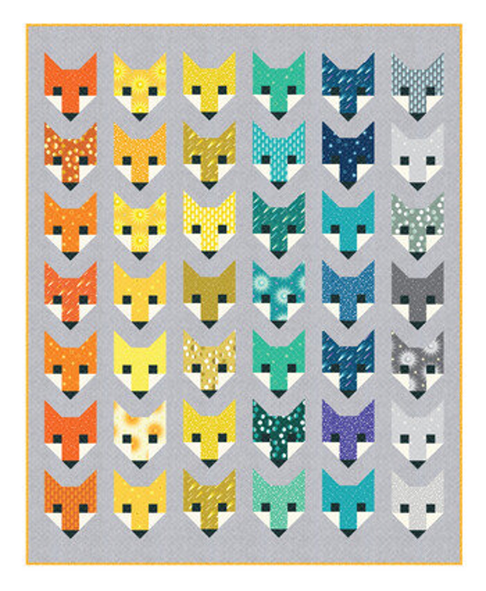 Fancy Fox Quilt Kit Featuring 50 X 62 Etsy