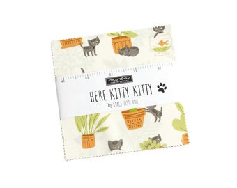 Here Kitty Kitty Charm Pack 42 Pieces by Stacy Iest Hsu Designs for Moda 20830PP