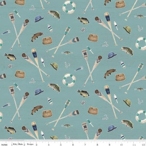 Wake at the Lake Icon Teal by Tara Reed for Riley Blake Designs, C14892-TEAL Sold in HALF yard increments
