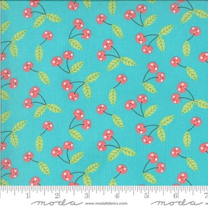 Hello Sunshine Cherries Aqua by Abi Hall for Moda  35353 16  Sold in HALF yard increments