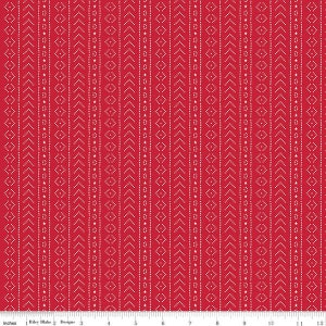 American Beauty Stripe Red by Dani Mogstad for Riley Blake Designs C14447-RED Fabric sold in HALF YARD increments.
