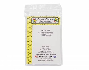 Paper Pieces 1" Honeycombs Small Pack: 100 Pieces precut honeycomb pieces for English Paper Piecing and quilting  HON100S