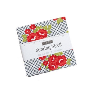 Sunday Stroll Charm Pack 42 Pieces by Bonnie and Camille Moda Fabrics Precut Bright floral designs 55220PP