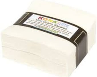 Kona Cotton Mini Charm Square Snow Colorstory MCH-106-84 Robert Kaufman precut. 84 - 2.5 inch squares. white mini Charm pack
