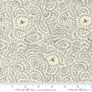 Bee Garden Bees Blenders Metallic Porcelain by Gingiber of Dreamy Quilts for Moda Fabrics 48415 11M Sold in HALF yard increments
