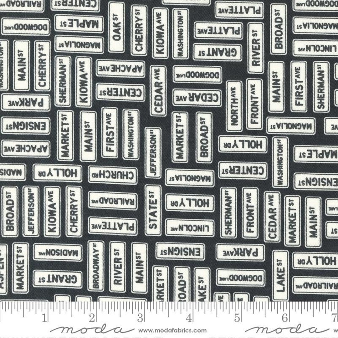 Main Street Street Signs Black by Sweetwater for Moda Fabrics 55643 25 ...