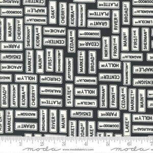 Main Street Street Signs Black by Sweetwater for Moda Fabrics 55643 25 Sold in HALF yard increments