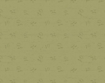 Wildwood Mushrooms Olive by Beth Grove for Clothworks Y4376-24 Fabric is Sold in HALF yard increments