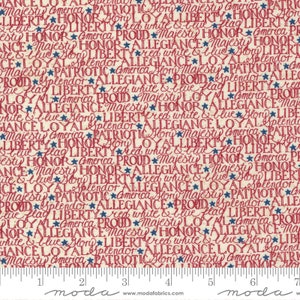 My Country Words of Honor Parchment Rich Red by Kathy Schmitz for Moda Fabrics 7042 12 This Fabric is sold in HALF YARD increments
