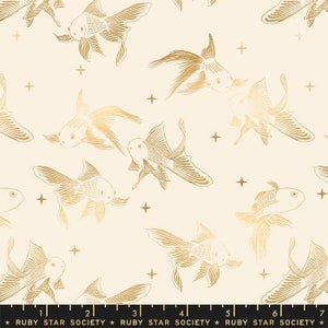 Curio Goldfish Metallic Natural by Melody Miller for Ruby Star Society RS0061 11M Sold in HALF Yard increments