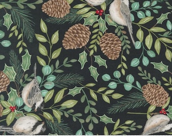 Holidays at Home Chickadee Charcoal Black by Deb Strain for Moda Fabrics 56070 13 Sold in HALF yard increments