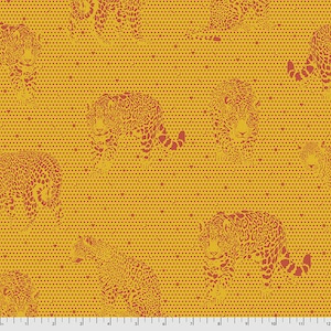 Daydreamer Lil Jaguars Papaya - Tula Pink - PER QUARTER METRE Daydreamer Lil Jaguars Papaya - Tula Pink - PER QUARTER METRE