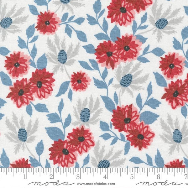 Old Glory Liberty Bouquet Cloud by Lella Boutique for Moda fabrics 5200 11 Sold in HALF yard increments