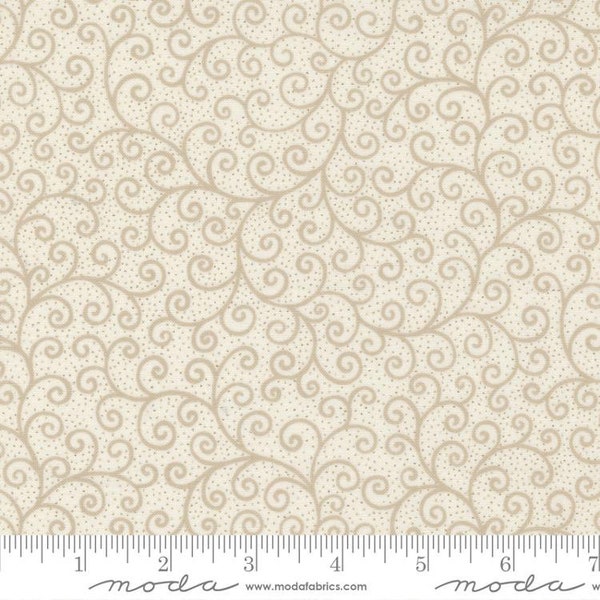 13" End of Bolt Merry Manor Metallic Swirl Cream by Moda Fabrics 33665 11M