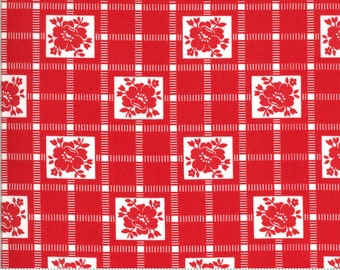 Shine On Check Red floral box pattern by Bonnie and Camille for Moda fabrics, 55212 11  Sold in HALF yard increments