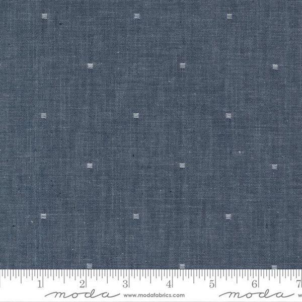 Vista Wovens Square Dot Indigo by Moda fabric 12217 37 Fabric sold in HALF YARD increments