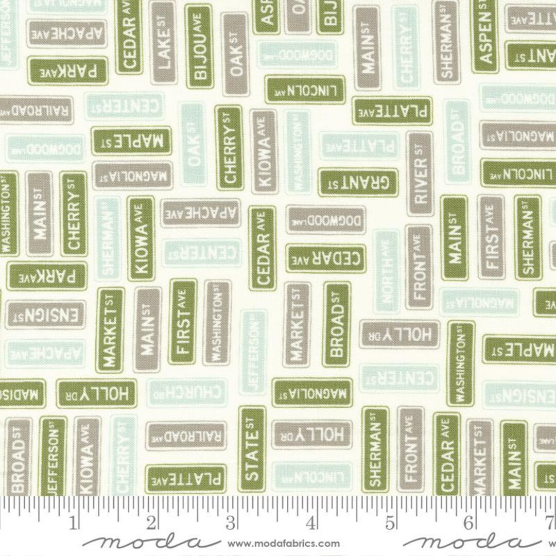 Main Street Street Signs Vanilla Multi by Sweetwater for Moda Fabrics ...
