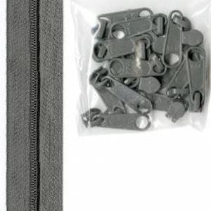 Cremallera de peltre de 4 yardas con 16 tiradores de ByAnnie ZIPYD-110-PEWTER cremalleras para bolsos y carteras