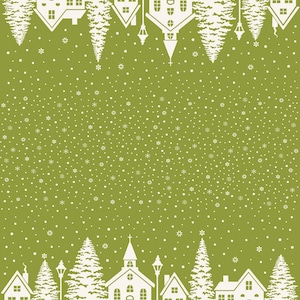 Buon Natale Christmas Village Pine by Fig Tree and Co. for Moda Fabrics 35407 16 This fabric is sold in HALF YARD increments