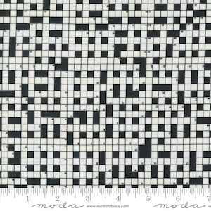 Sable & Swan Crossword Puzzle Ebony Porcelain by Cathe Holden designs for Moda fabrics 7449 12 Sold in HALF yard increments