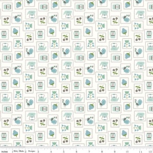 Cook Book Stamps Cottage by Lori Holt of Bee in my Bonnet for Riley Blake Designs C11757-COTTAGE Sold in HALF yard increments