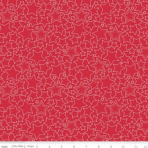 Sweet Freedom Stars Red by Beverly McCullough for Riley Blake Designs C14414-RED Fabric sold in HALF YARD increments.