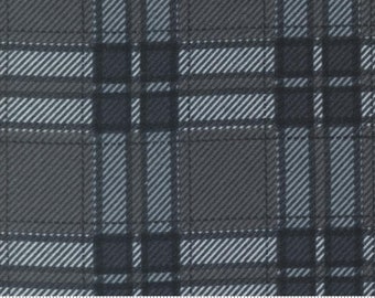 Farmhouse Flannels III Moose Plaid Graphite by Primitive Gatherings for Moda Fabrics 49278 15F Fabric sold in HALF YARD increments