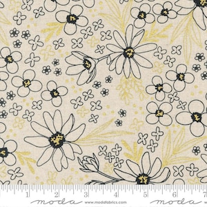 Gilded Mochi Linen Flower Arrangement Paper Gold for Moda Fabrics 11531 21LM Sold in HALF yard increments