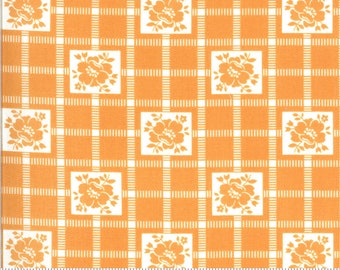 Shine On Check Nectarine floral box pattern by Bonnie and Camille for Moda fabrics, 55212 19  Sold in HALF yard increments