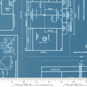All Star Field Prep Blue by Stacy Iest Hsu for Moda Fabrics 20850 18 Fabric is sold in HALF YARD increments