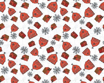 Farm Livin' Barn Toss White by Diane Labombarbe for Riley Blake Designs, C15183 WHITE Sold in HALF yard increments