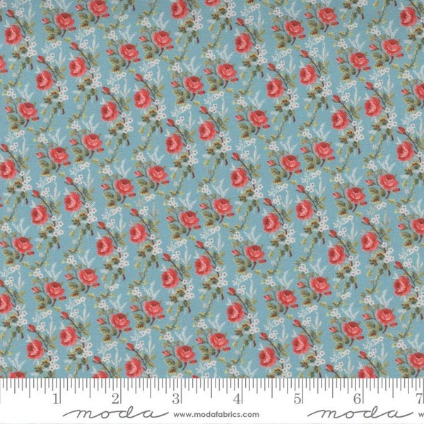 Leather & Lace Tiny Roses Tranquil by Cathe Holden Designs for Moda Fabrics 7405 16 Sold in HALF yard increments