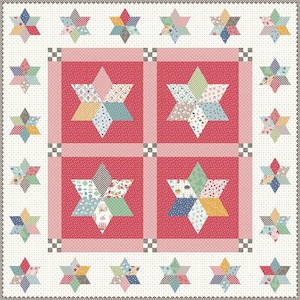 Pot Luck Stars Quilt Kit by Lori Holt of Bee in my Bonnet for Riley Blake KT-11750 Finished Size: 65" x 65"