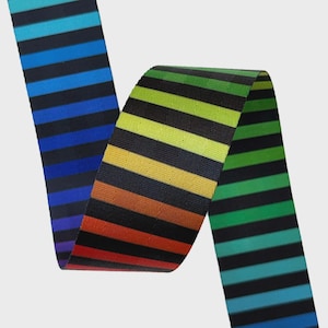 Black and Rainbow Stripe 2 Inch Webbing by Shayla Wolf and Kristy Wolf for Sassafras Lane Designs SASSWEB 02 Sold by the YARD