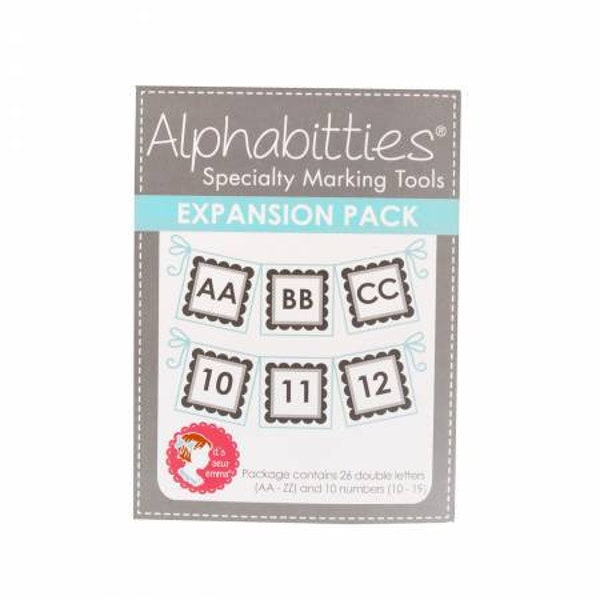 Alphabitties Expansion Pack by It's Sew Emma ISE-757.  26 double letters (AA-ZZ) and 10 numbers (10-19)