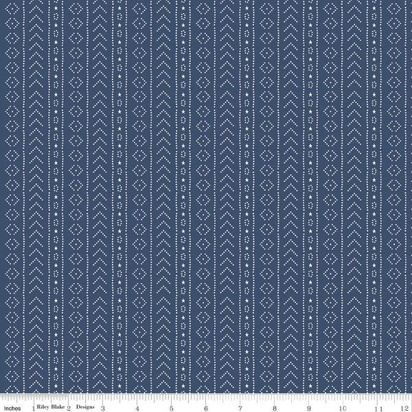 American Beauty Stripe Navy by Dani Mogstad for Riley Blake Designs C14447-NAVY Fabric sold in HALF YARD increments.