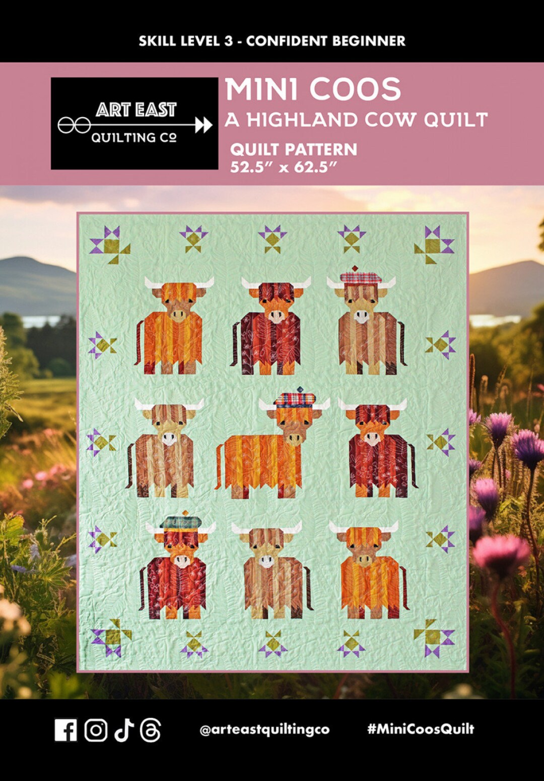 Coo Pattern Mini Coos A Highland Coo Quilt Pattern by Art East Quilting Co ...