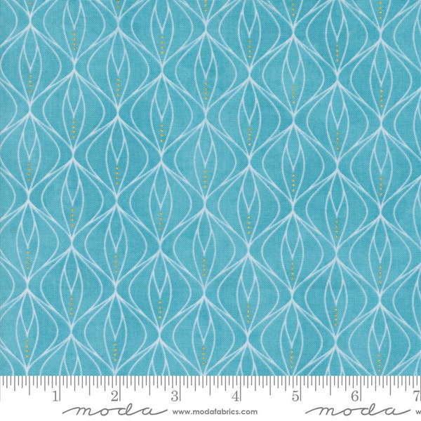 Flirtation Elated Sky Blue Metallic by Zen Chic for Moda Fabrics 1832 13M Sold in HALF yard increments